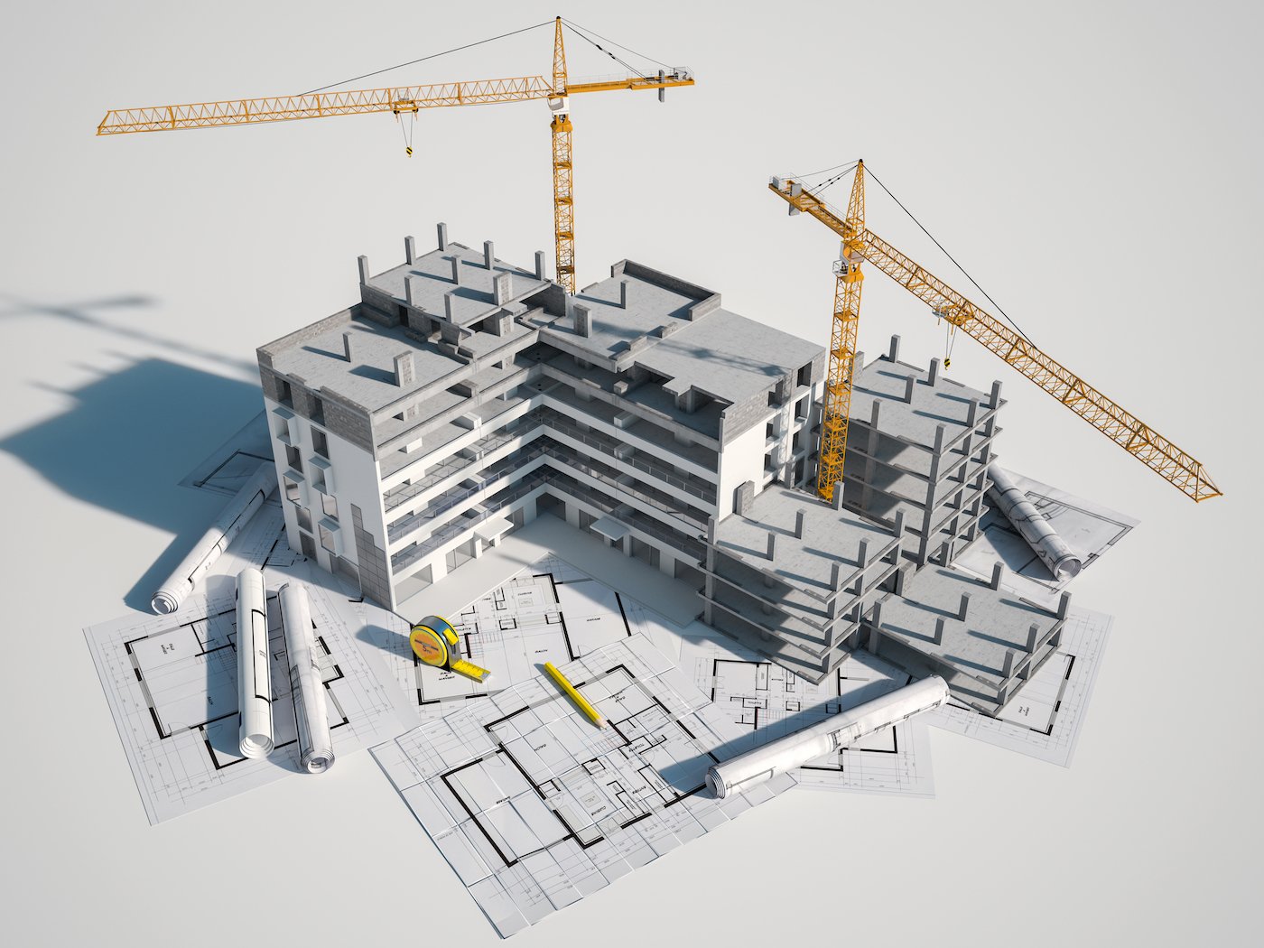 Construction site with plans